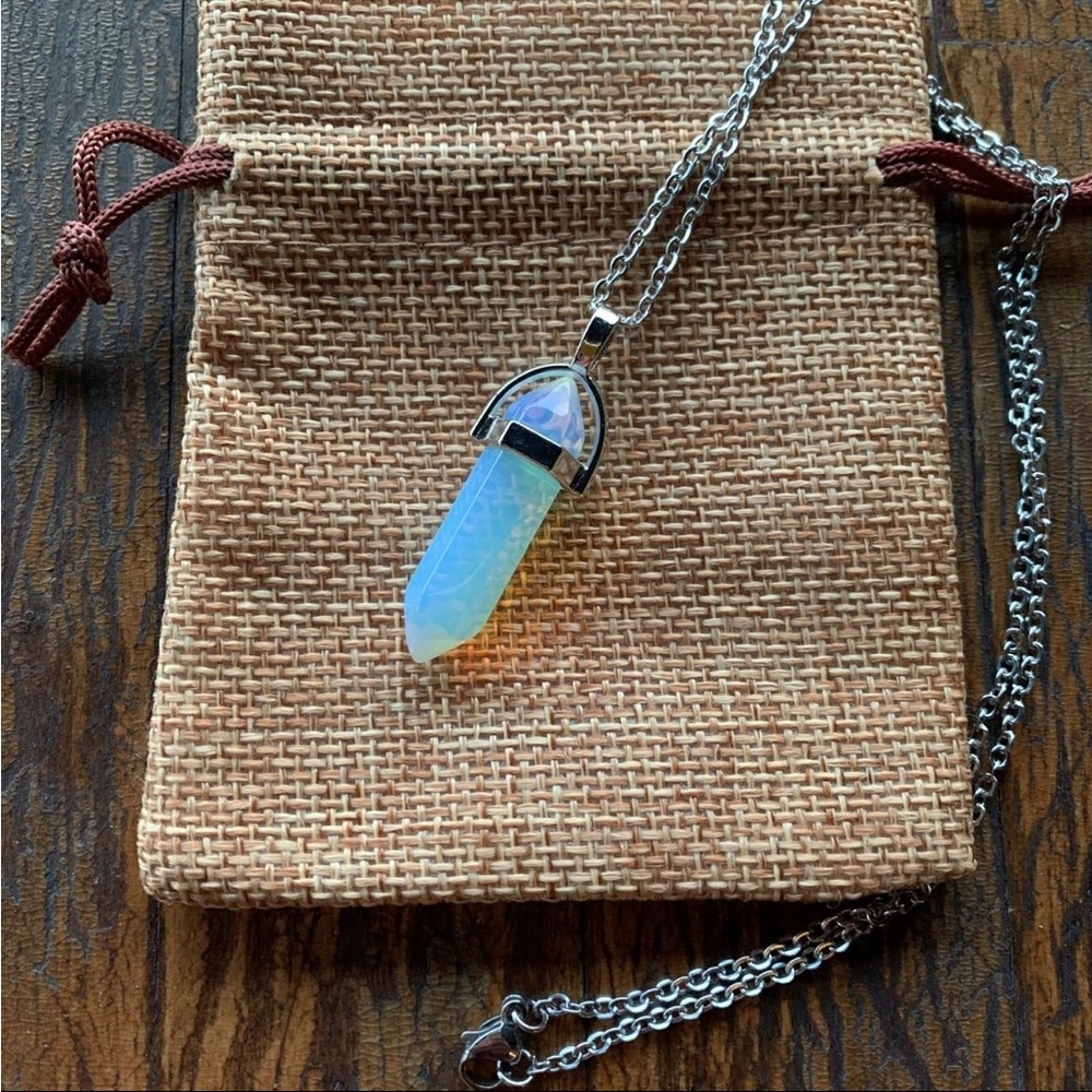 Opalite Point with Stainless Steel Chain Opalite Necklace Opalite Pendant